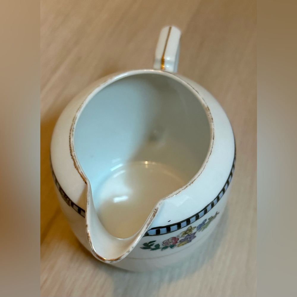 Vintage Noritake Sheridan Creamer – Rare China Piece, Blue Floral, Gold Trim
